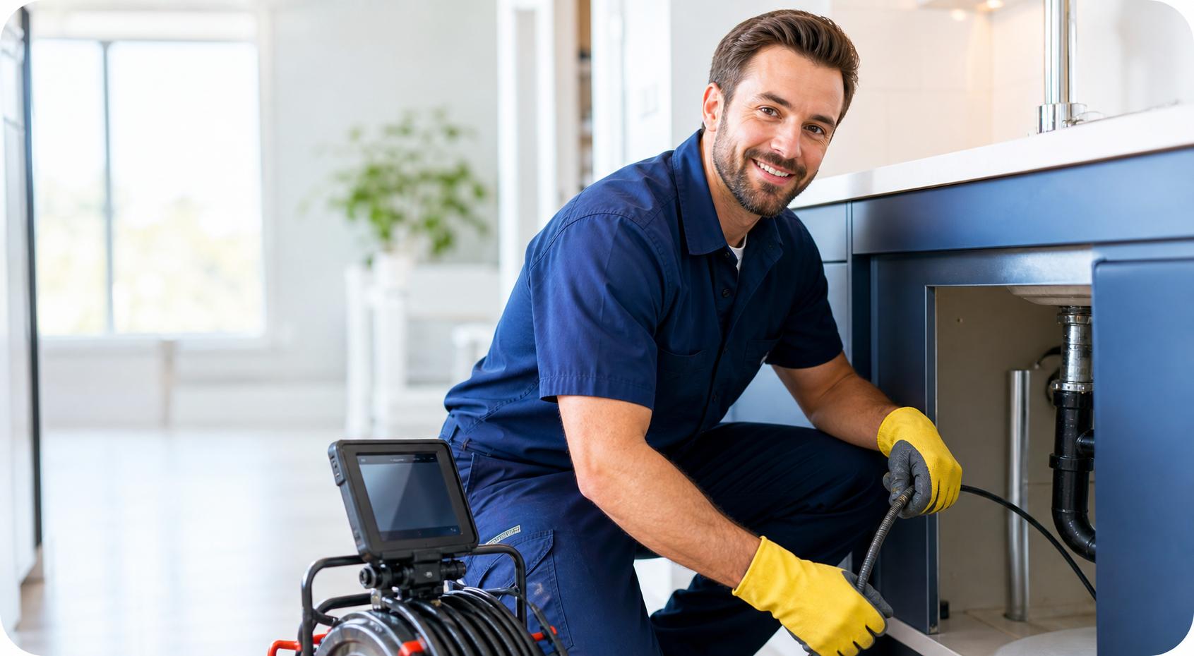Canadian Rooter technician clearing a residential drain